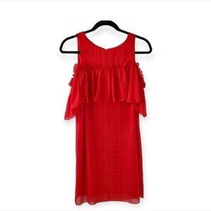 Red ruffled cutout lined dress